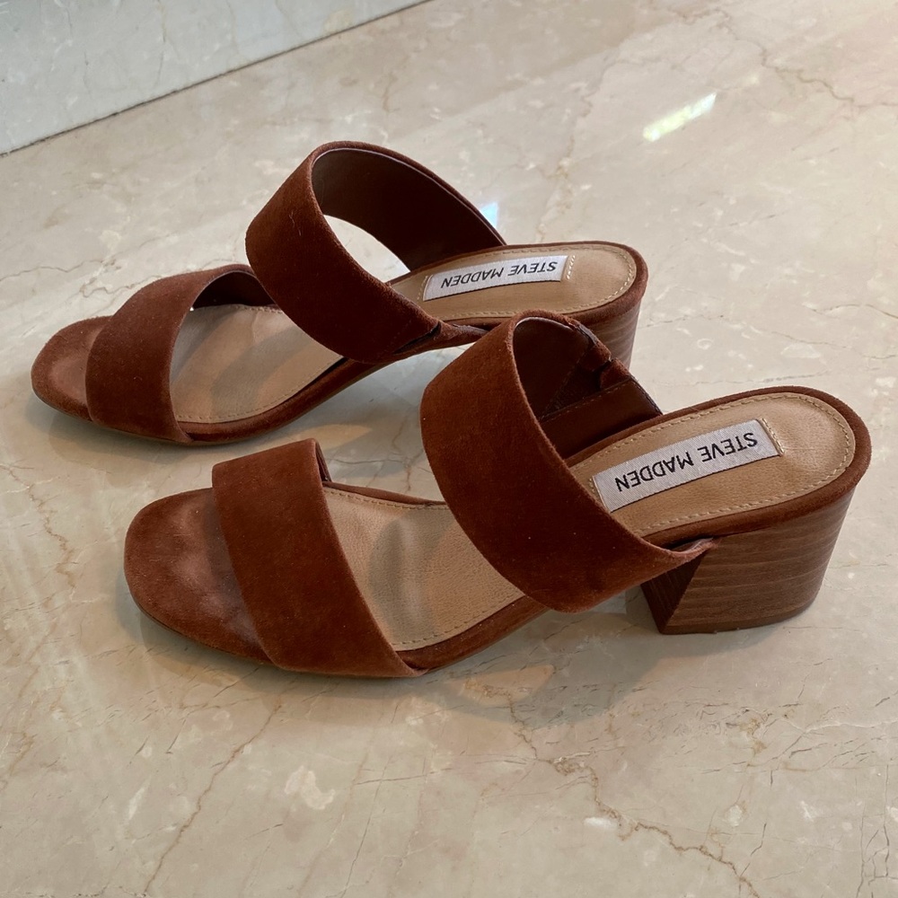 Steve Madden Strap Suede Sandals Heel Size 6 Shoes